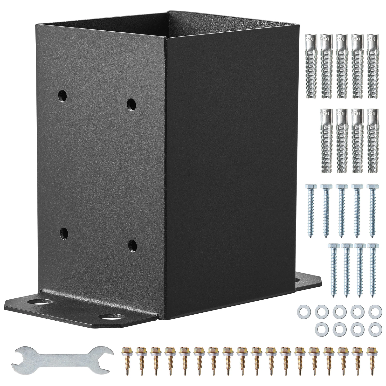 SucceBuy 4x4/ 6x6 Post Base 2/4Pcs Heavy Duty Powder-Coated Post Anchor Matte Black Wood Post Brackets for Pavilion Deck Railing