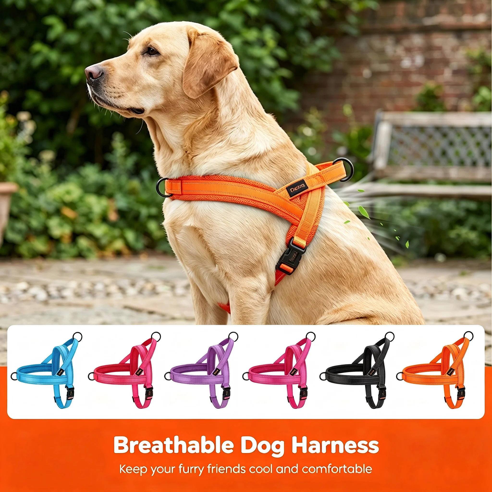 No Pull Dog Harness Breathable Mesh Padded,Reflective & Quick Fit Light Weight Dog Strap Vest Harness,Easy for Walking Training