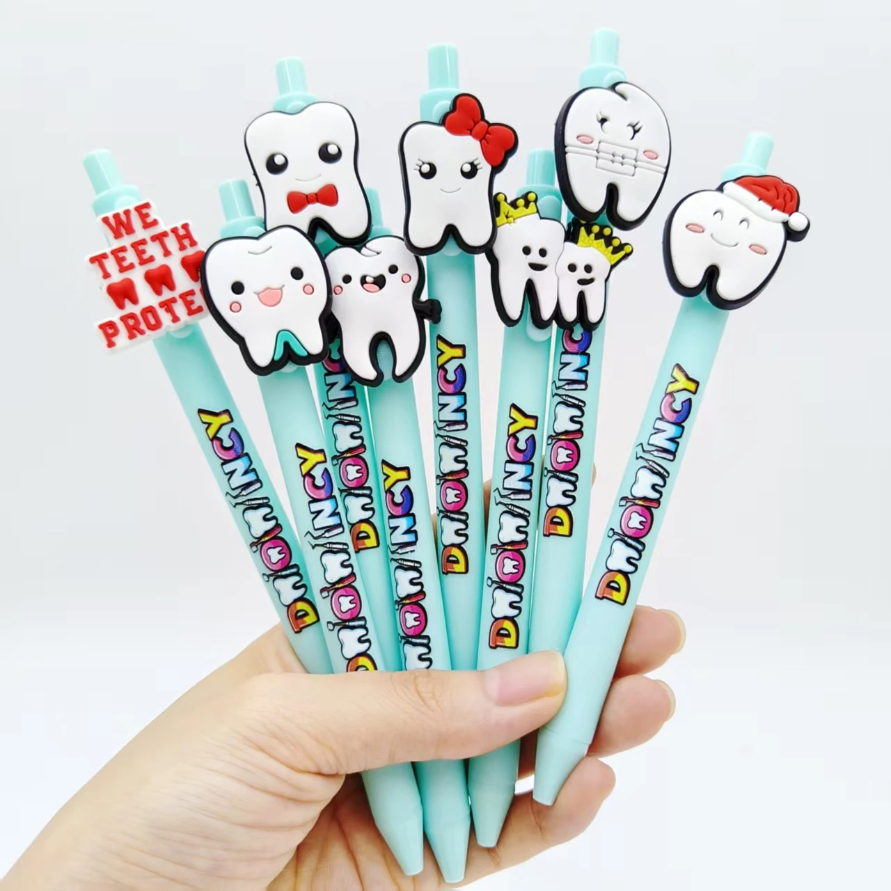 

6Pcs/13Pcs Tooth Care Ballpoint Pen Light Blue Series Tooth Patch Printing Gel Pen