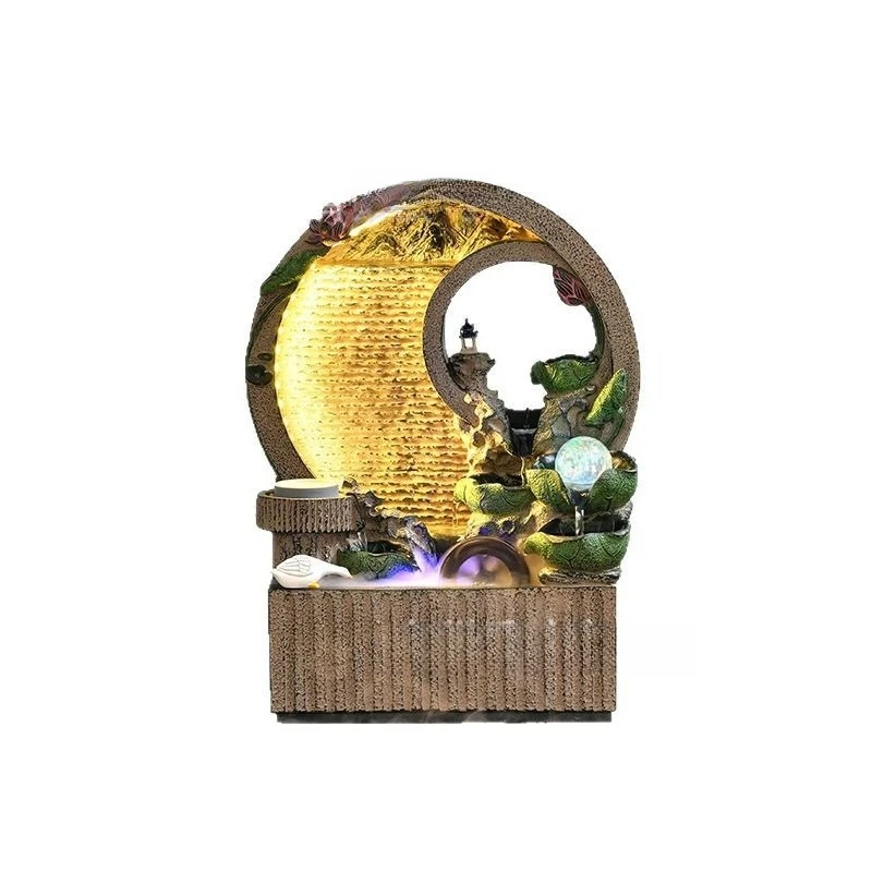 

New Chinese-style lotus pond moon night water curtain wall rockery circulating water landscape lucky opening housewarming decora