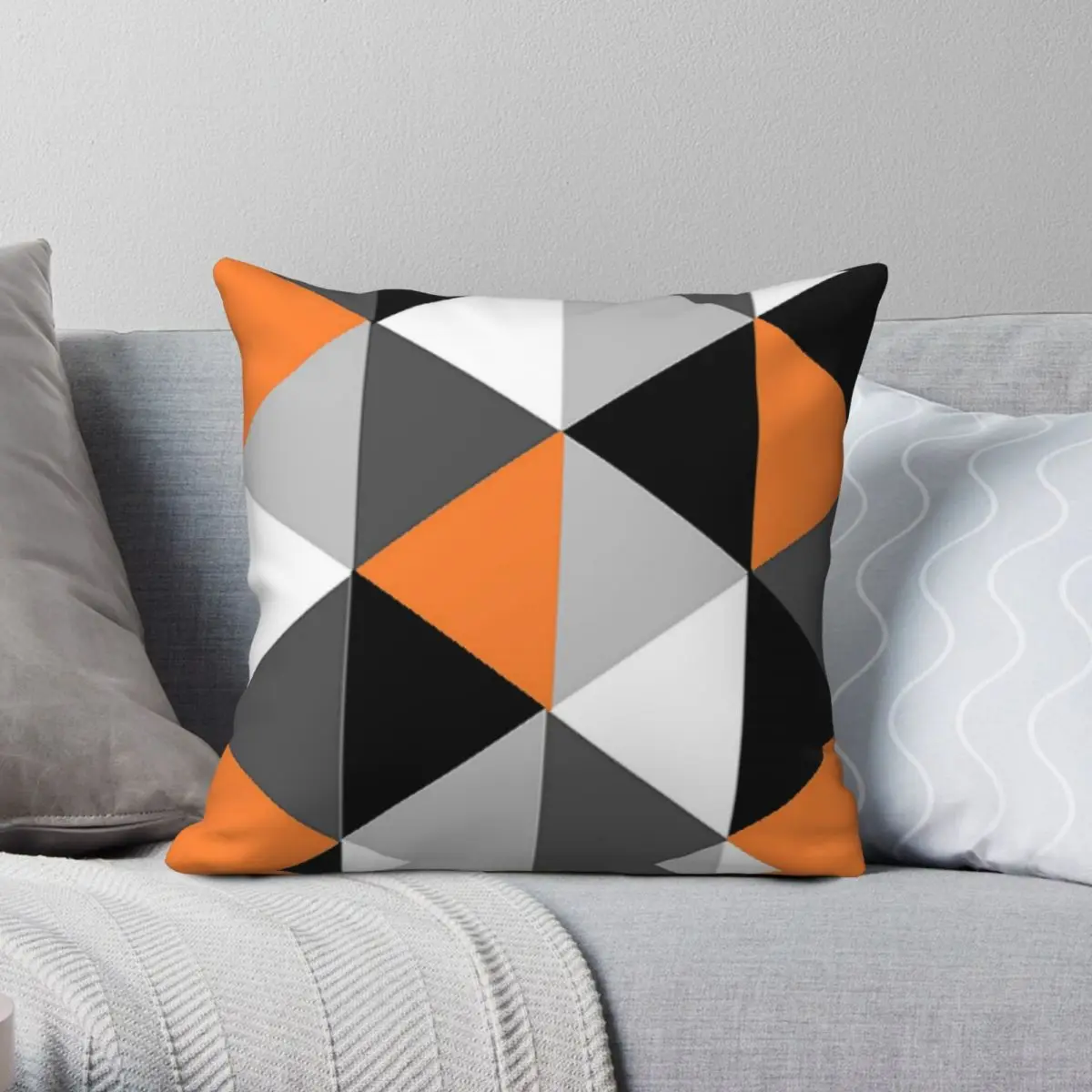 Orange Black White And Grey Square Pillowcase Polyester Linen Velvet Creative Zip Decor Pillow Case Home Cushion Cover Wholesale