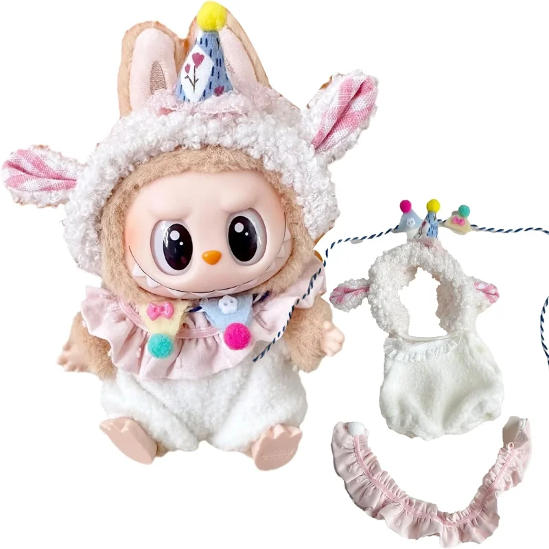 

Clothing for 17 cm Labubu Plush, Cuddly Toy Clothing Outfit Only Clothing Accessories for 17 cm Labubu Plush Pullover Hoodie Clo