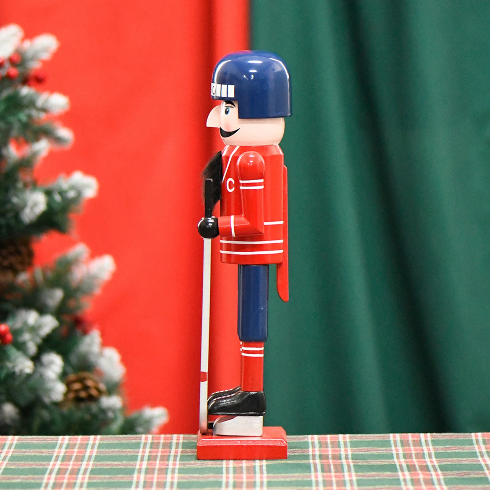 36CM Xmas nutcracker Ice Hockey Player Nutcracker Christmas Wooden NutcrackerIce Hockey Athlete Crafts Desktop Ornaments