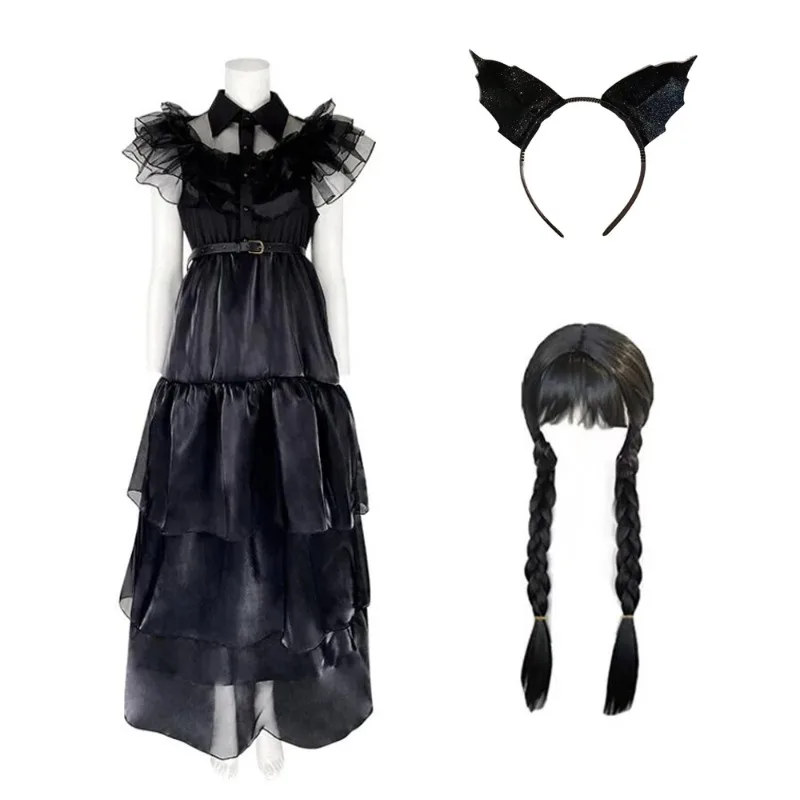 Movie Wed Cosplay Costume Adams Disguise Gothic Wind Adult Evening Dresses Black Skirt Halloween Carnival Party Clothes