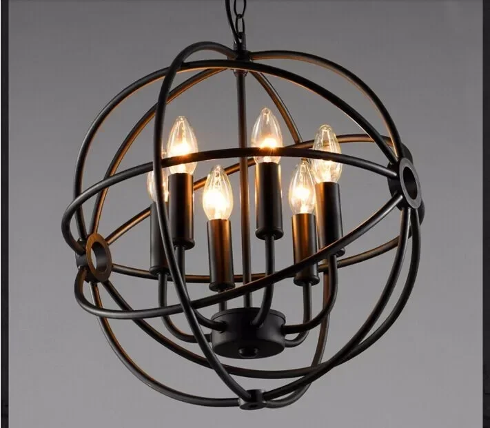 

Chandelier 6 Arm Birdcage Light Vintage Loft Globe Chandelier Lamp Nordic Retro