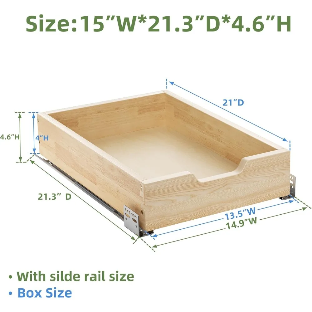 Soft Close Slide Out Drawers 13.5 Wide x 21 Deep for Kitchen Cabinets, Pull Out Shelves, Cabinet Storage Solutions