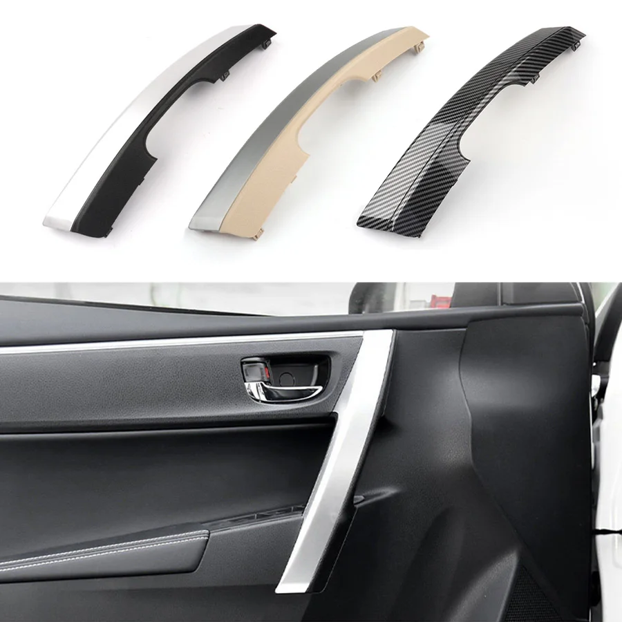 For Toyota Corolla Interior Front Door Trim Panel Armrest Inner Handle Decorative Cover 14-18 Black Beige Silver Carbon Fiber