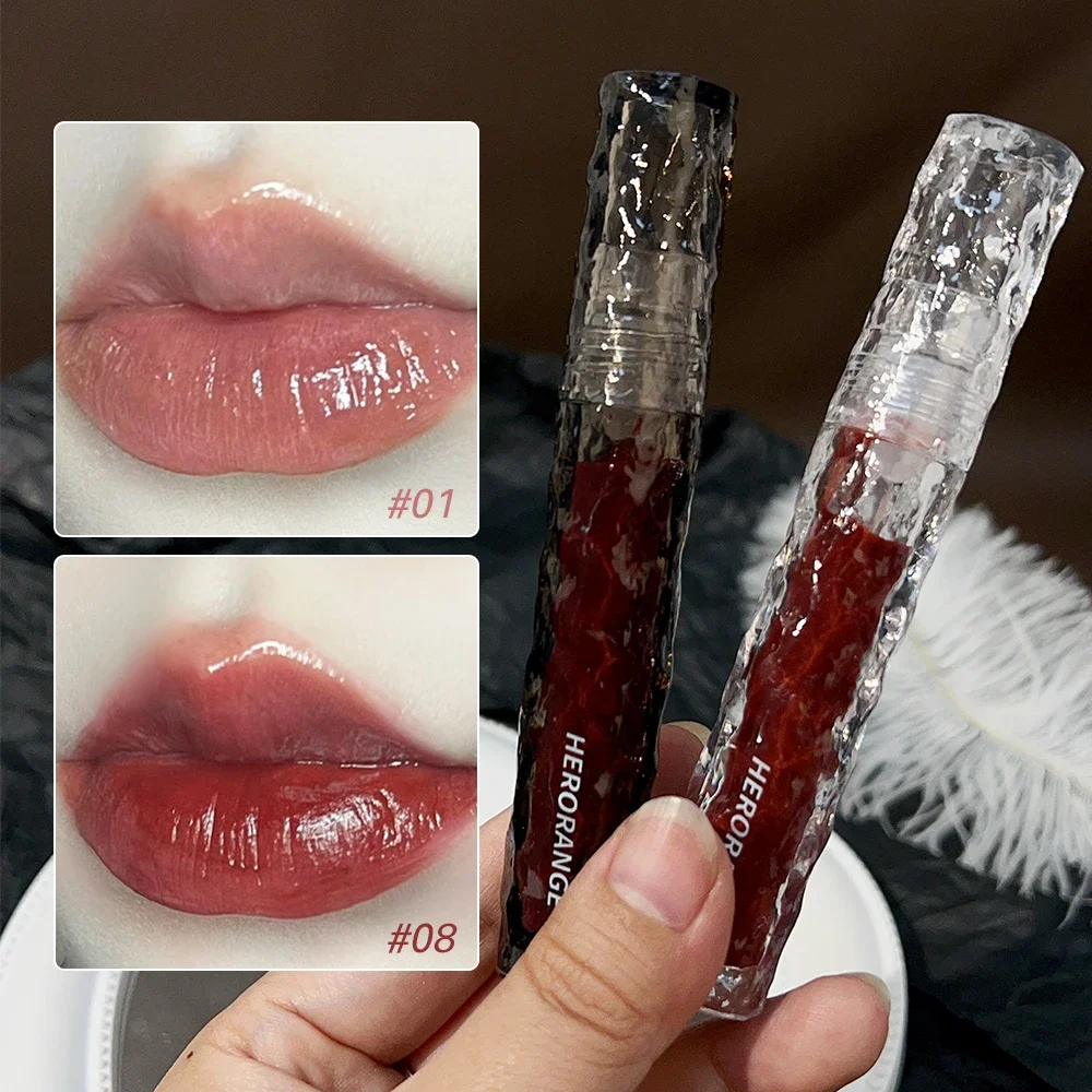 Nude Brown Mirror Water Lip Glaze Moisturizing Sexy Red Lip Tint Lipstick Makeup Long Lasting Non-stick Cup Lip Gloss Cosmetics
