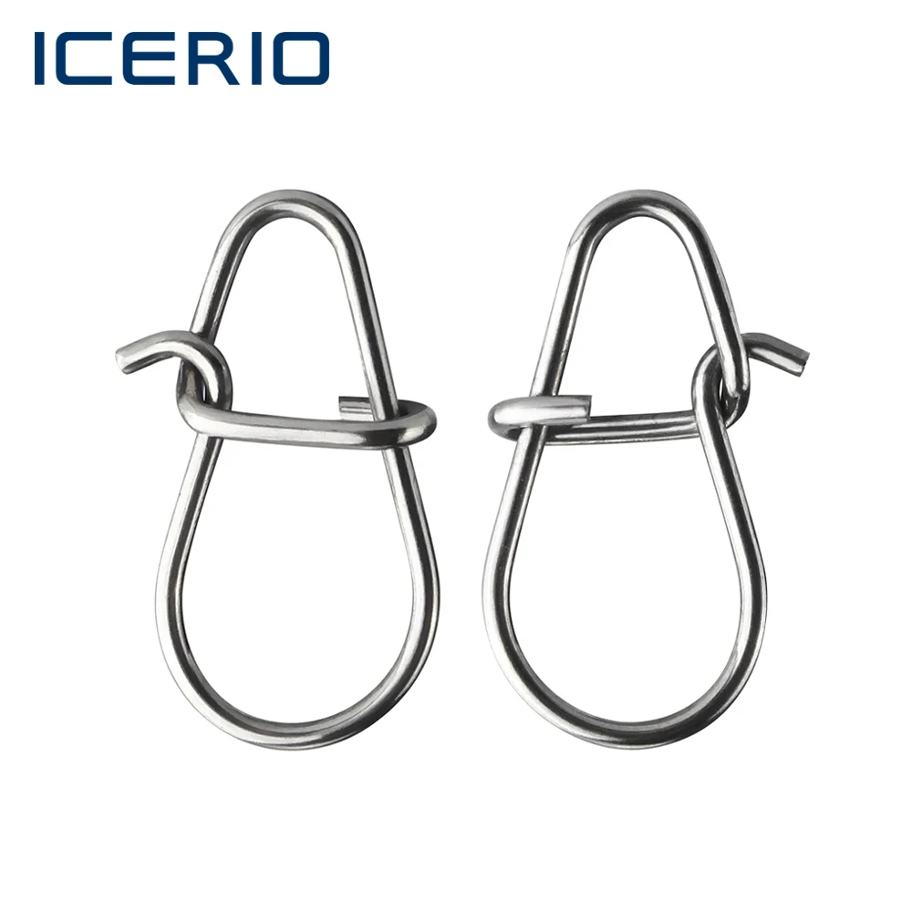 ICERIO 100pcs Fishing Hooked Snap Pin 304 Stainless Steel Fishing Barrel Swivel Lure Connector Accessories Pesca