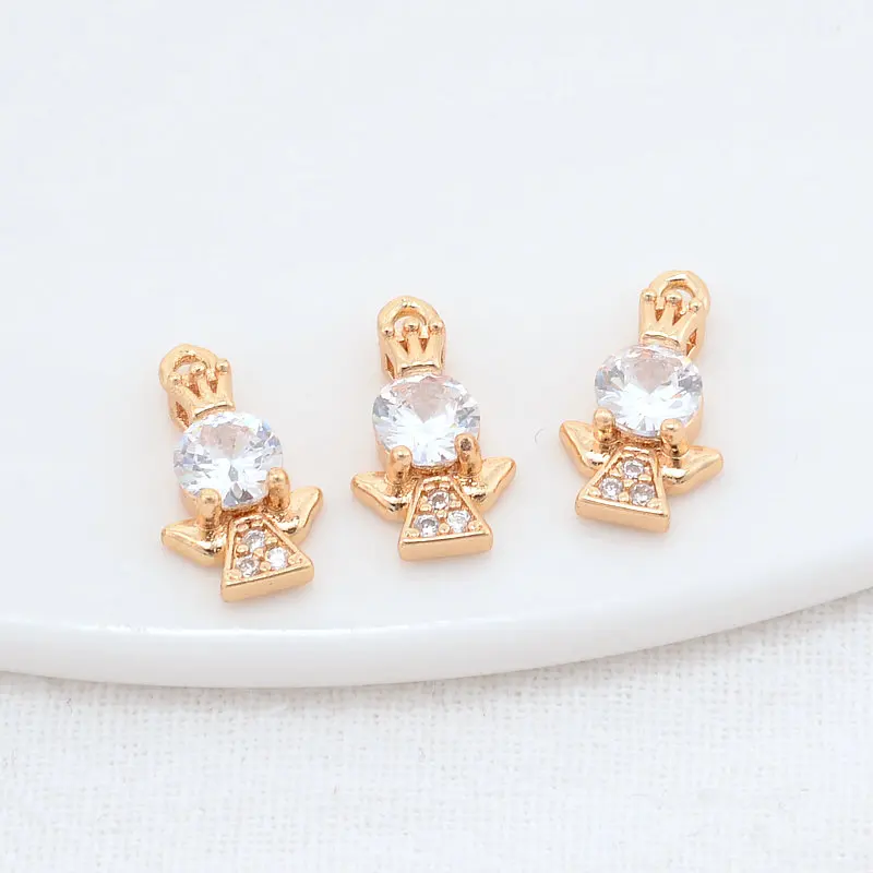 8*13MM 14K Gold Color Brass and Zircon Wings Shape Charms Pendants Necklace Earrings Jewelry Making Supplies Diy Accessories