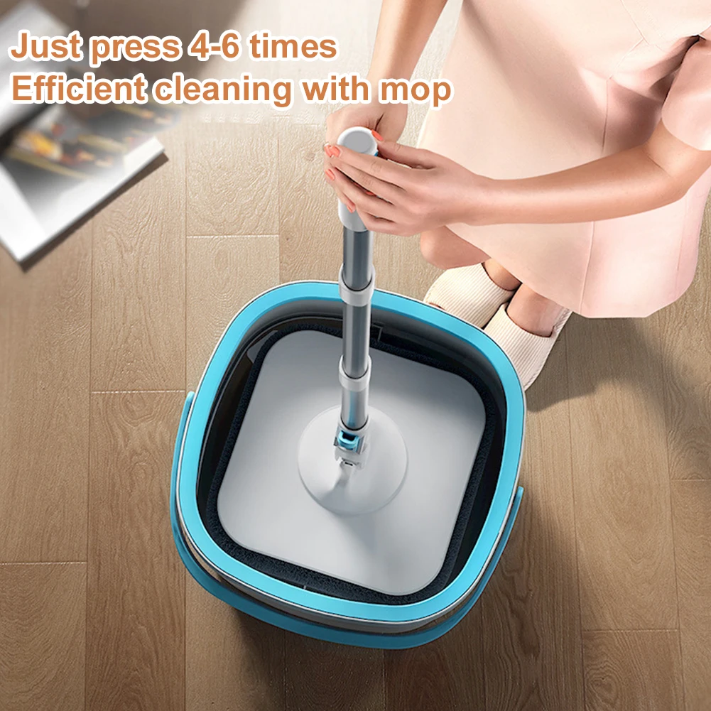 

Home Cleaning Spinning Mops Spin Mop and Bucket Set with 4 Replaceable Mop Pads Separation Dirty and Clean Water Wet and Dry Mop