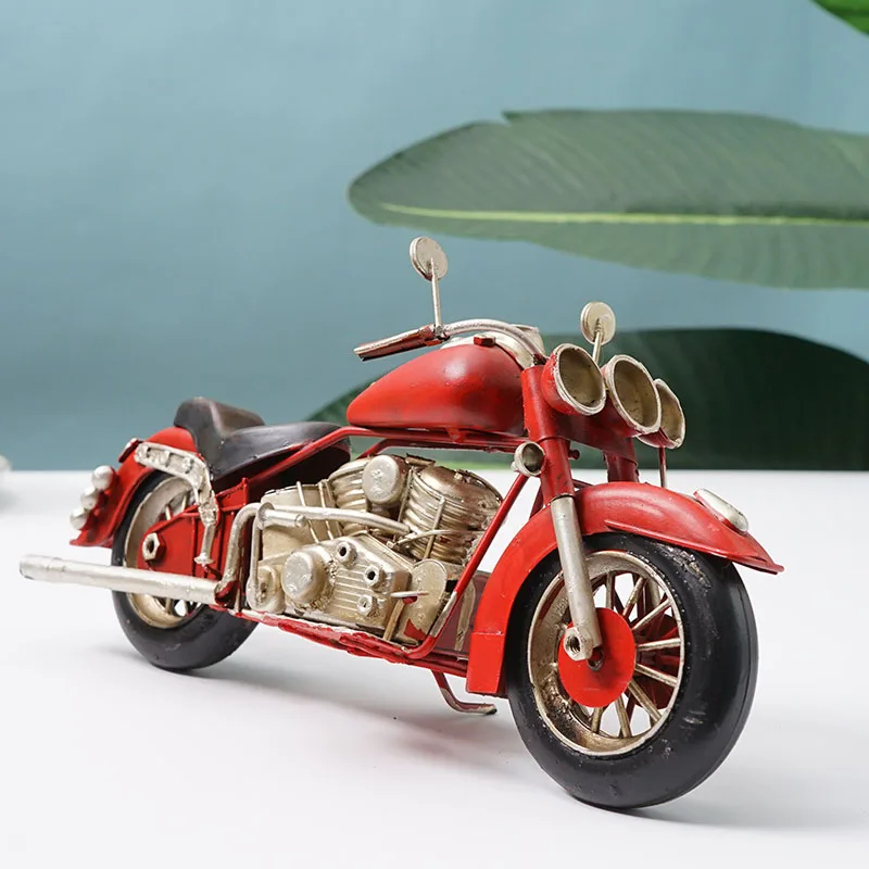 Imagem -05 - Home Design Decoração Retro Ferro Motocicleta Miniatura Modelo Metal Vento Industrial Acessórios Decoração do Quarto Estética Wine ca