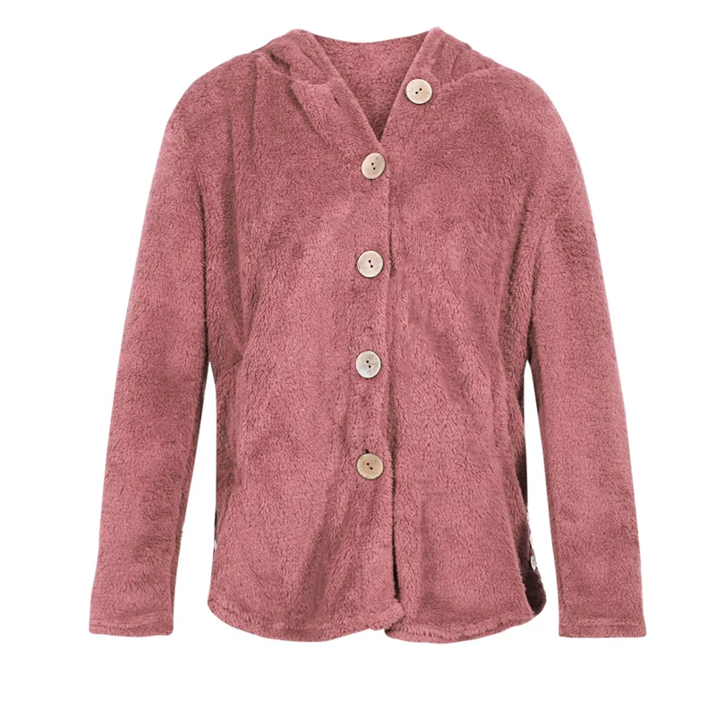 Damesjas Oversized Pluche Knooptops Met Capuchon En Losse Vest Bovenkleding Winterjas, Roze 5xl