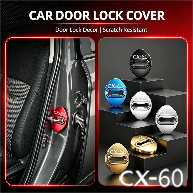 4PCS Car Door Lock Protect Cover For Mazda CX60 CX-60 Buckle Anti-Collision Protective Covers Shock Absorbing Case Accessories