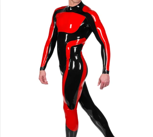 100% Latex Caoutchouc Naturel Rouge Catsuit Bodysuit Combinaisons 0.4mm S-XXL