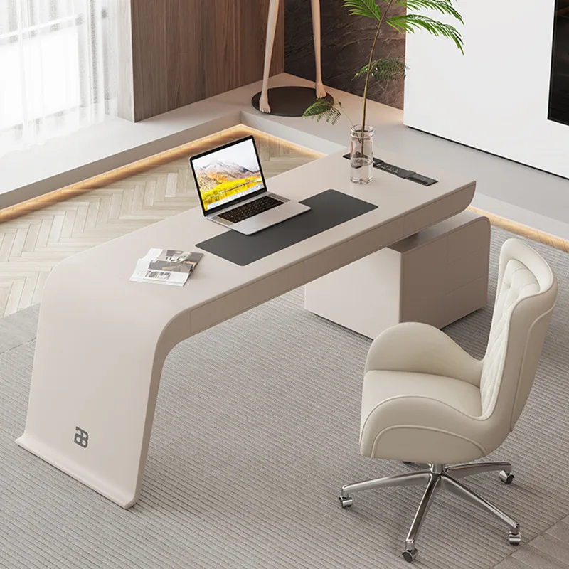 Lacquered light luxury boss table and chairs simple modern sense of luxury President manager supervisor desk furniture
