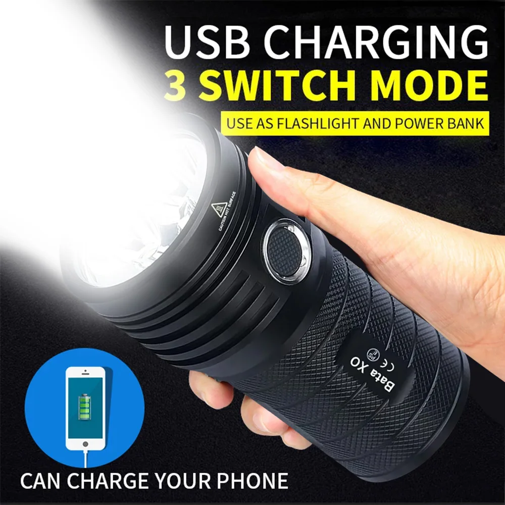

Мощный 3-х светодиодный фонарь с ярким светом, тактический фонарик с USB-зарядкой, высокой светоотдачей, ручной фонарь для кемпинга и активного отдыха.