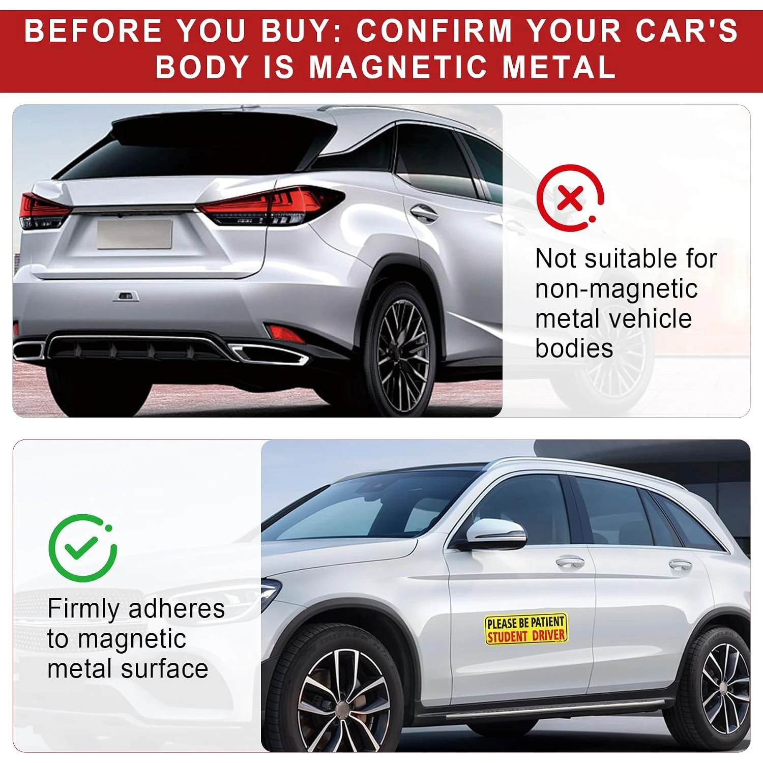 3pcs Student Driver Magnet for Car, Please Be Patient Student Driver, New Drivers Sticker Safety Warning