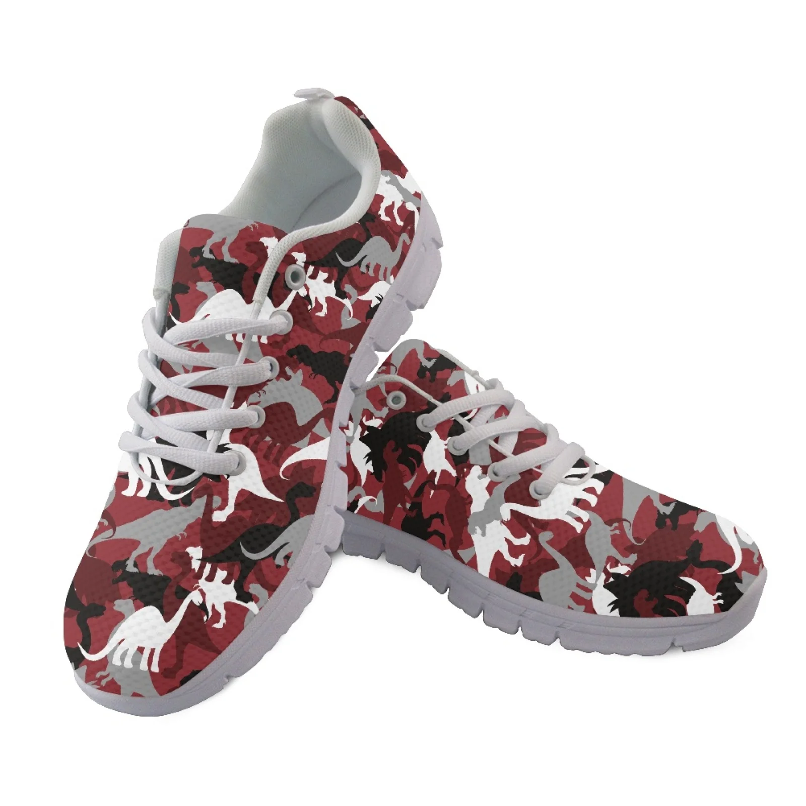 Coloranimal Dinosaur Camouflage Casual Running Shoes for Women Mesh & EVA Sole Trekking Outdoor Sneaker for Tennis