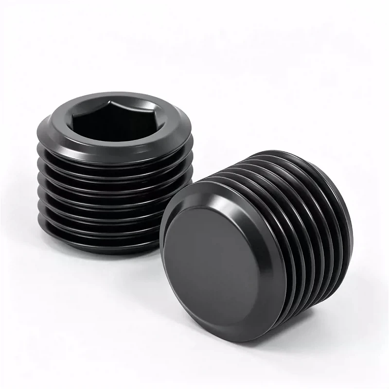PT NPT 1/16 1/8 1/4 3/8 1/2 3/4 1 1-1/4 1-1/2 2 Grade 4.8 Carbon Steel Black Hex Socket End Plug End Cap Hydraulic Pipe Oil Plug
