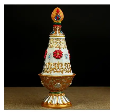 27cm Home Office Putting Decorate Ornaments Tibetan Tranic Nepal Resin Silver/Gold Golen Eight Auspicious Symbol Wheel