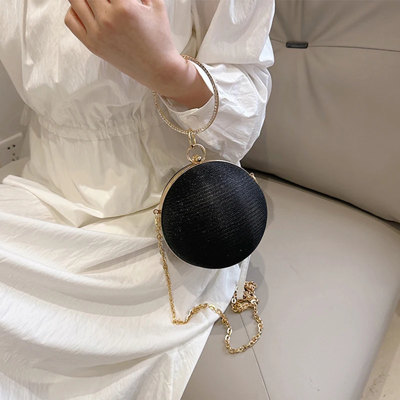 Circular Ring Portable Evening Bags Metal Round Ball Handbags For Lipstick Elegant Luxury Clutch Purse Wedding Wallets