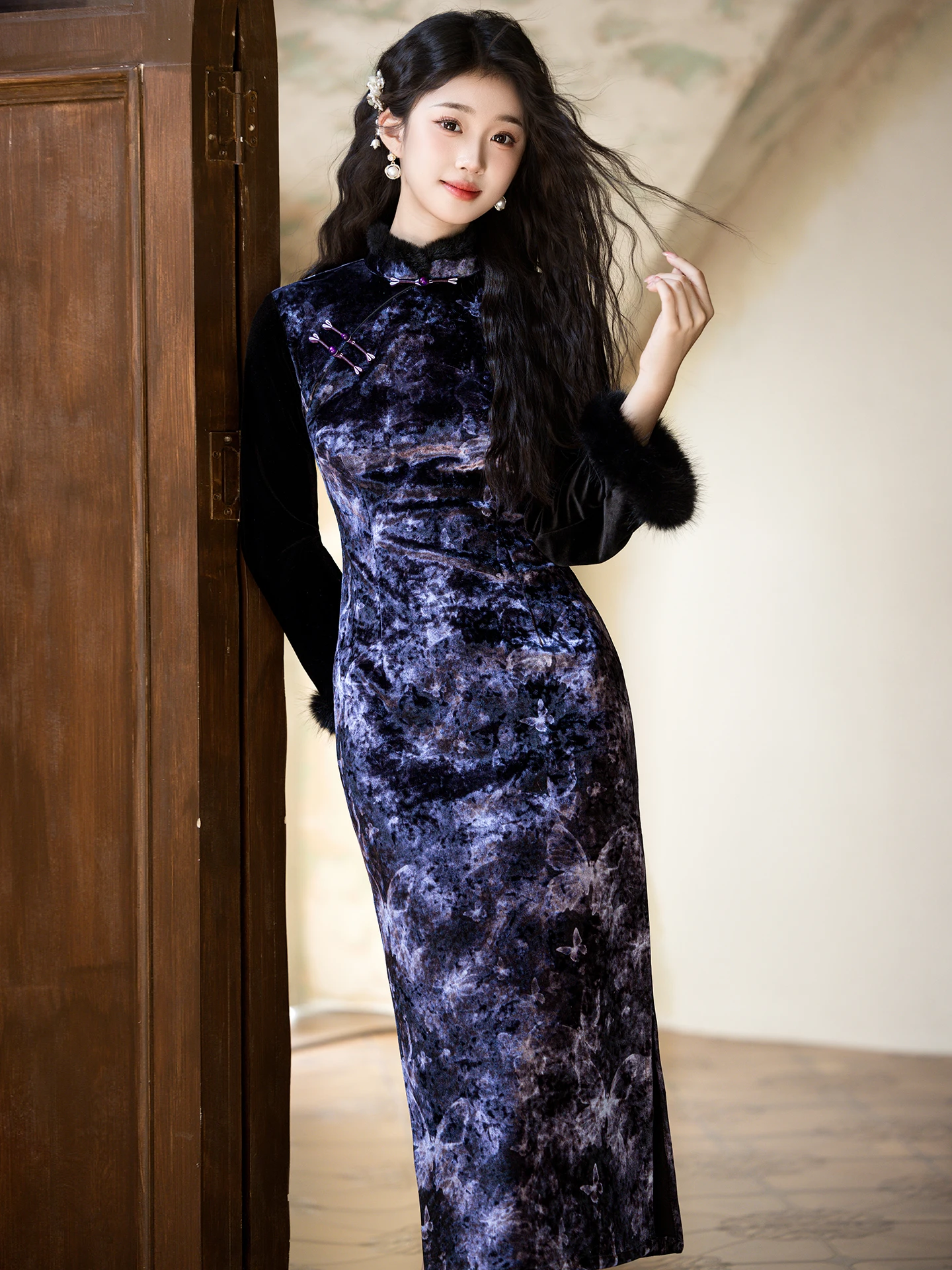 cappotto-lungo-da-donna-in-velluto-viola-lungo-sve-qipao-fro-calore-sle-cinese-new-sle-2025-nuovo-abbigliamento-quotidiano-di-fascia-alta