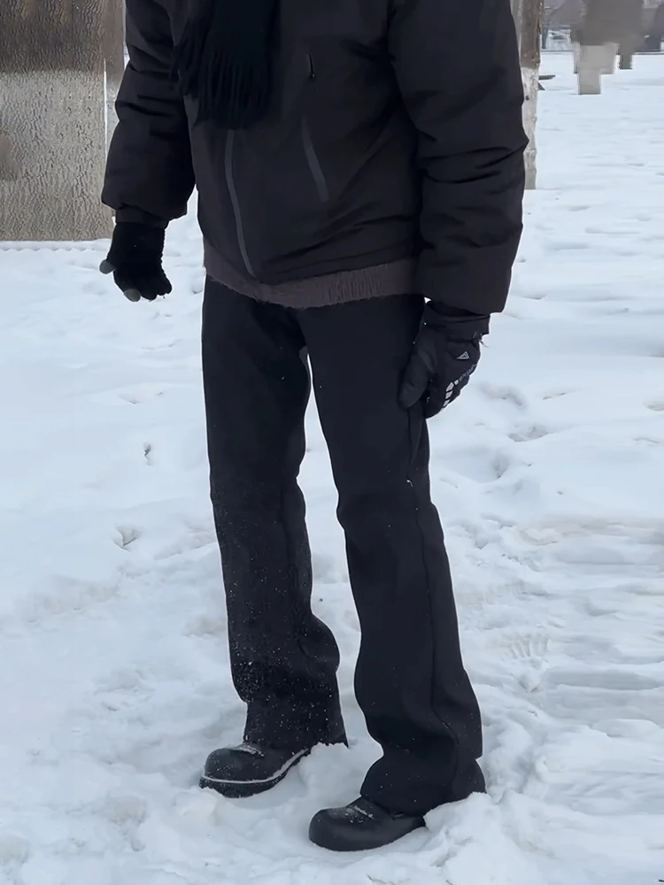 

Men's Winter Thermal Fce Lined Ski Pants Waterproof Breathable Straight Leg Casual Trousers Outdoor Climbing Workwear