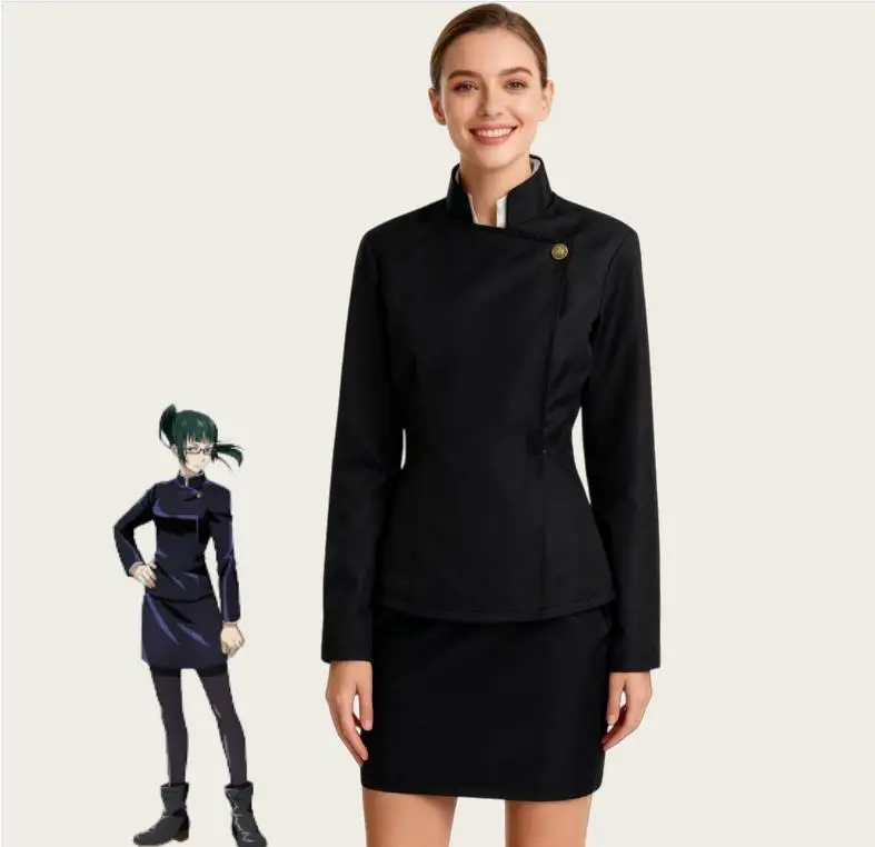 زينين ماكي تأثيري حلي Jujutsu Kaisen الأسود المرأة فستان محكم التفصيل مجموعة ماكي هالوين عيد الميلاد حفلة موحدة للنساء