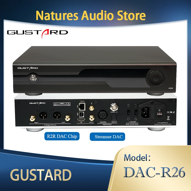 Gustard DAC-R26 R2R Architecture HIFI Desktop Bluetooth 5.0  Streamer Decoder DAC Support LDAC, AAC, SBC, APTX, APTX LL, APTX HD 