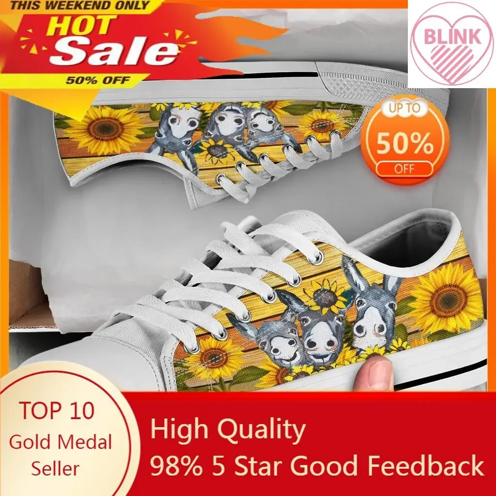 

Sunflower Donkey Cute Vulcanized Sneakers Women Shoes Flat Comfortable Autumn Spring Fashion White Canvas Sneakers Women