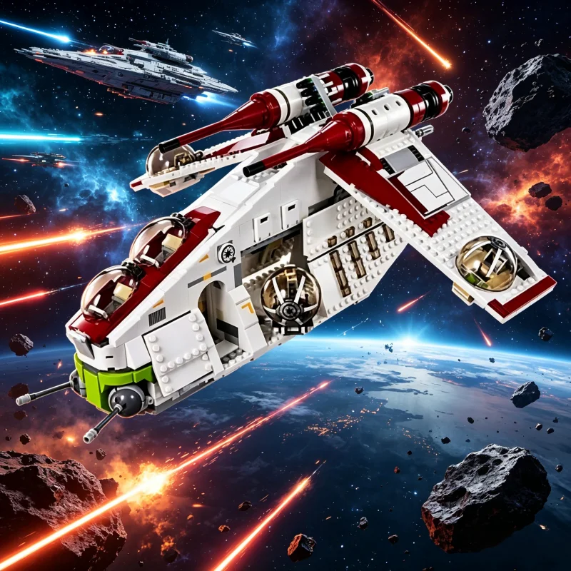 

MOC white spaceship model, home decoration, building blocks, suitable as a birthday gift for boys and adults