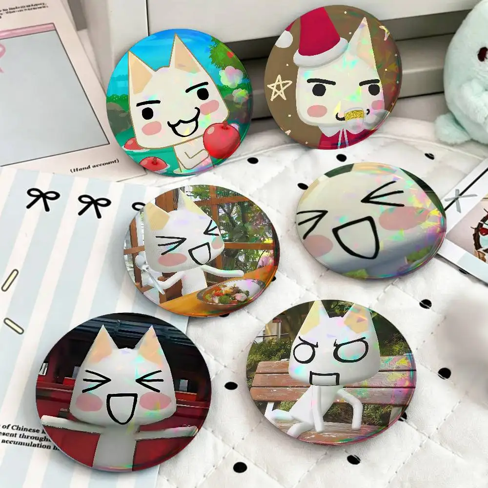 Anime I-Inoue Toro Cat For Badge Custom Laser Hologram Enamel Pin Badge Metal Lapel Brooch For Clothes Bag Accessory Gift