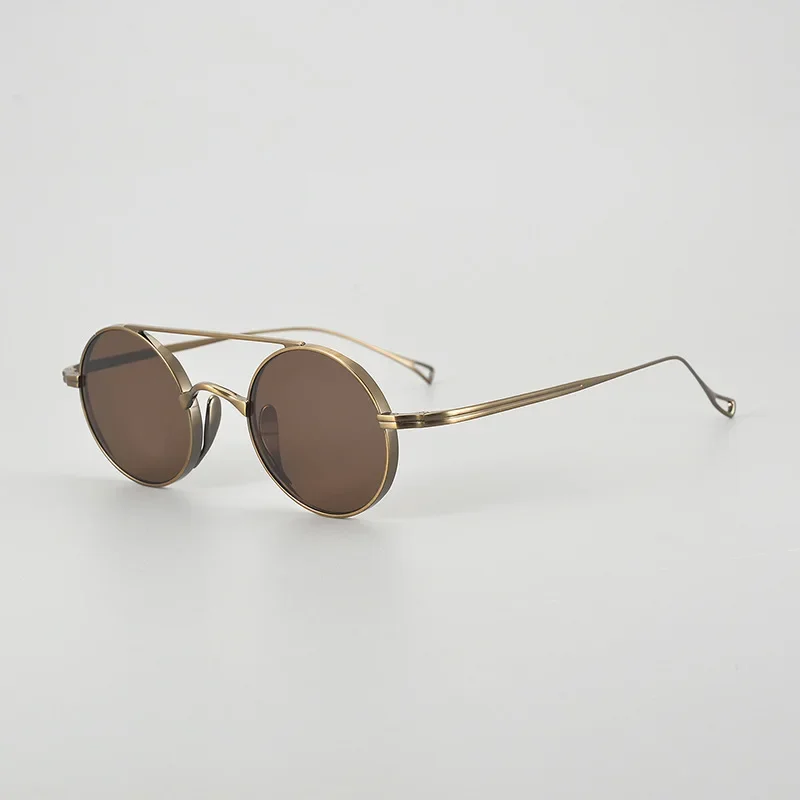 New Fashion Trend Luxury Vintage Pure Titanium Sunglasses Classical Round Design Simple Pilot Style A+ High Quality