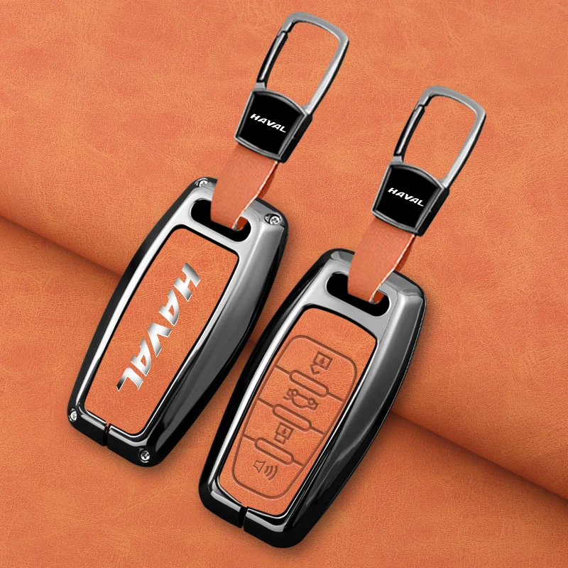 Zinc Alloy Leather Car Smart Remote Control Key Case Cover For Haval H6 Jolion H2 H2s H1 2022 2023 H5 M4 H9 F7 2023 Accessorie