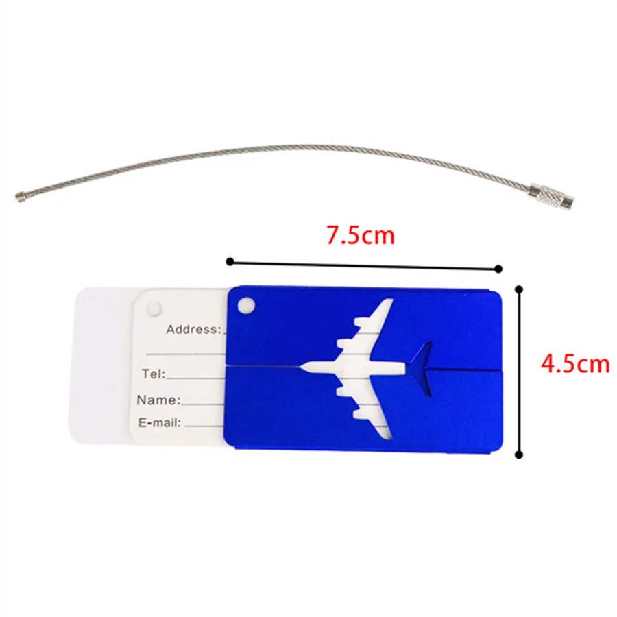Aluminum Alloy Travel Luggage Tag Hanging Tag Suitcase Tag Plane With Name ID Cards Anti-lost Solid Color Travel Accessories