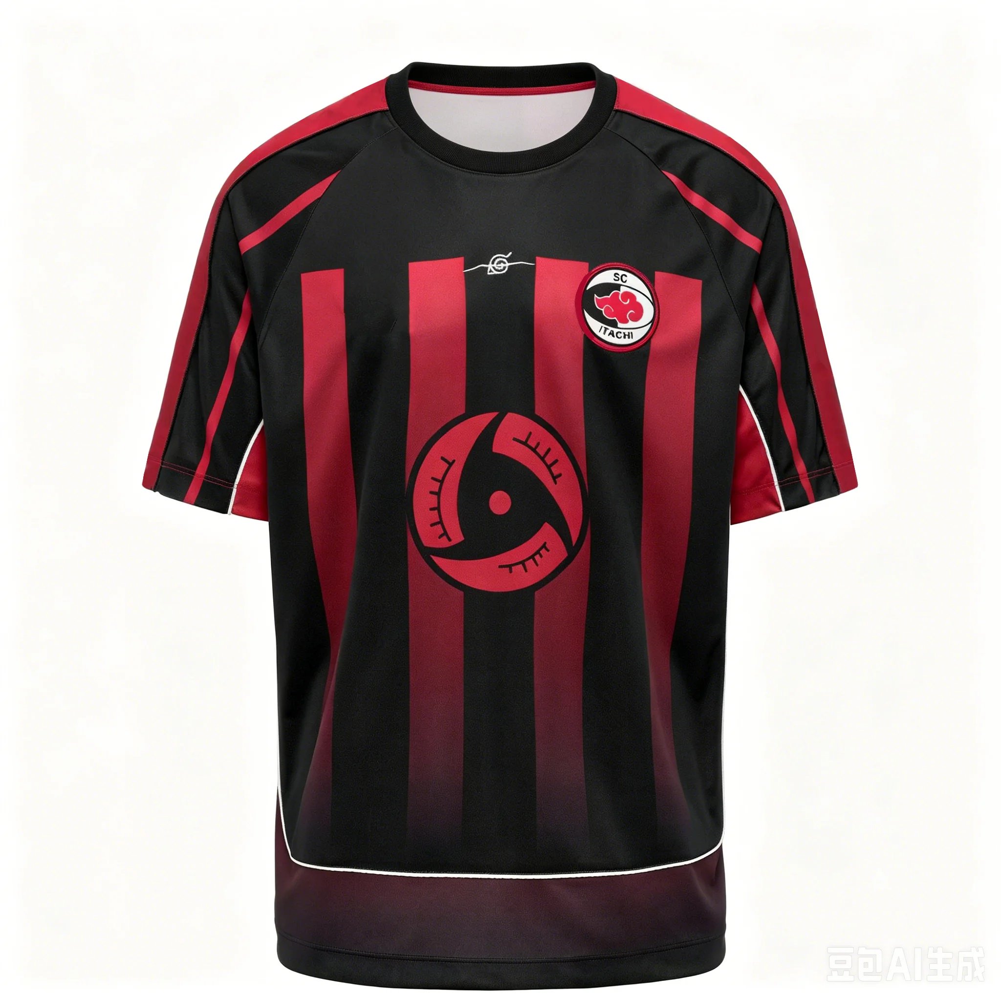 T-shirt à manches courtes Naruto Black & Red Itachi Uchiha Active Jersey Anime pour adultes et enfants, décontracté, respirant, doux et confortable pour l'été en famille