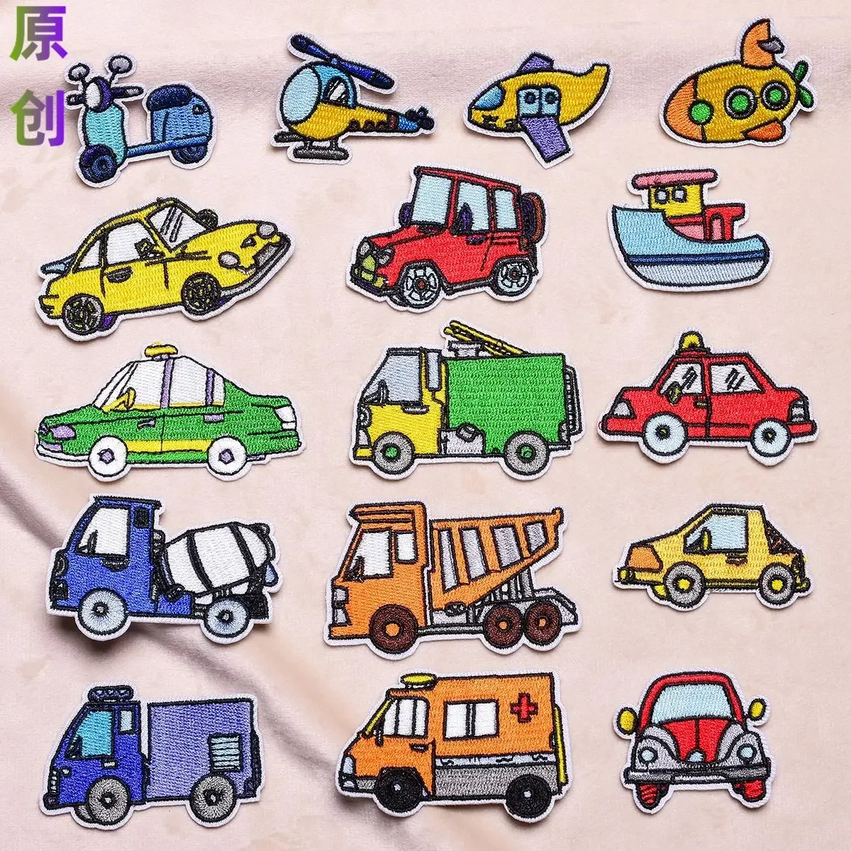 Cartoon Animation Embroidered Clothes Stickers, Clothing Iron Patch, Sewing Patches, Cars, Aircraft, Rocket, Wholesale