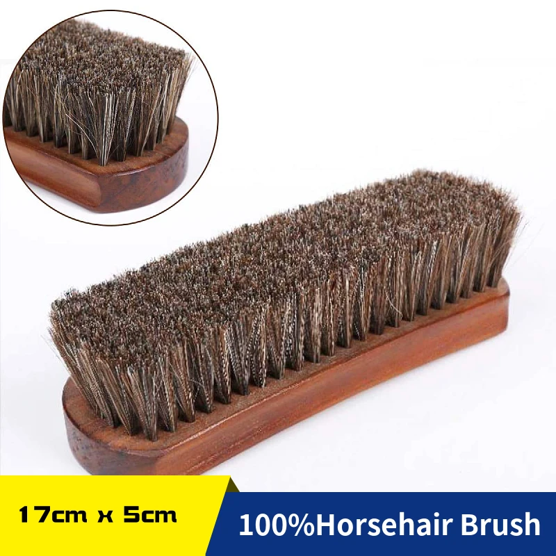 Horsehair Shoe Brush Hand Scrubbing Brush Horse Hair Brushes Polishing Tool Shine Polish Cleaner for Shoes Boots Sofa Car Seat