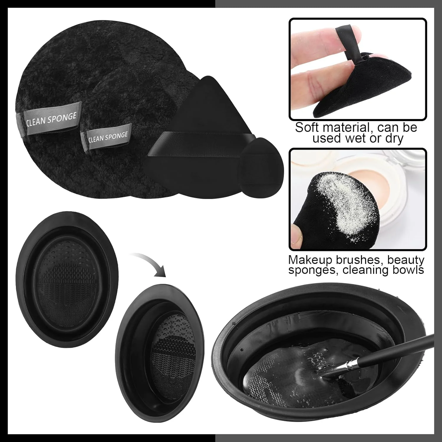 16 pezzi set di pennelli per trucco professionale ombretto fondotinta modellante evidenziare impostazione polvere miscelazione spugna per trucco soffio di polvere