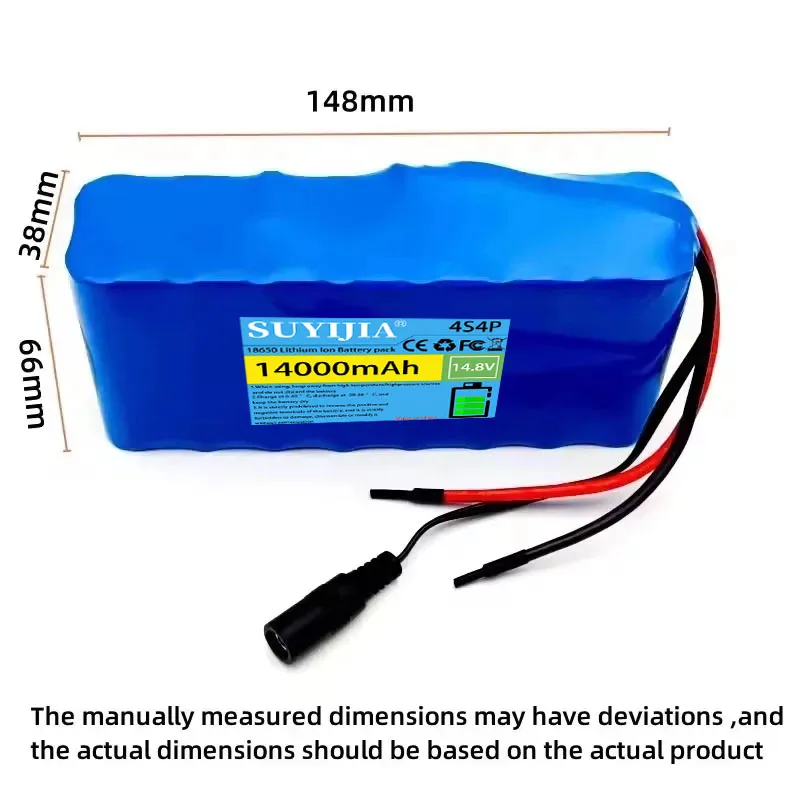 Batterie Au Lithium 4S4P, 14.8V, 14Ah, 18650 LED, Chauffage Lumière Pêche Nuit, Amplificateur De Lumière De Mineur 16.8V