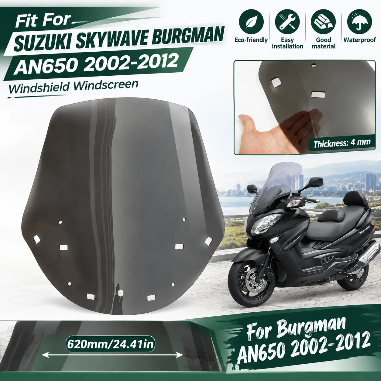 Fit for 2002 - 2012 Suzuki Skywave Burgman AN650 Windscreen Clear 62cm Windshield Motorcycle Accessories AN 650 Deflector 03 04