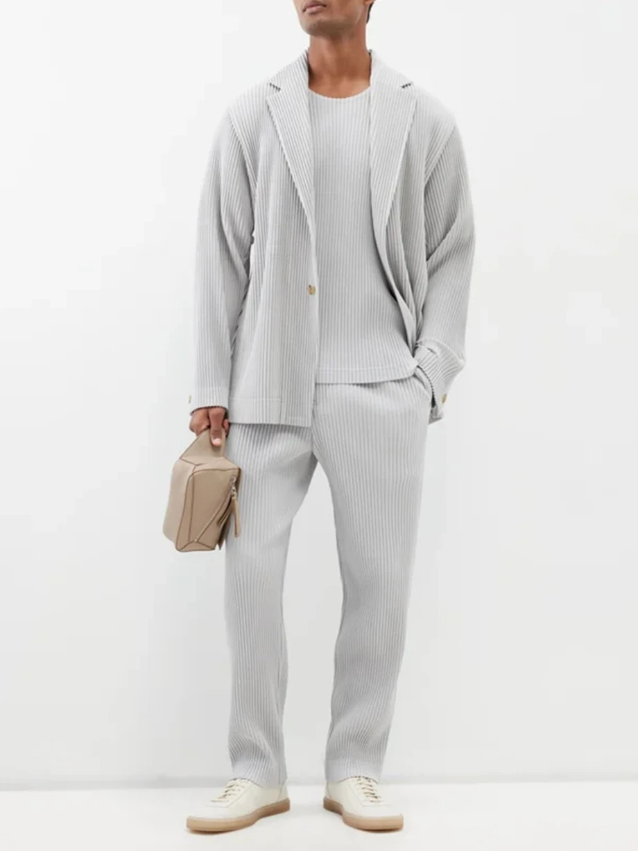 Blazer pieghettati Miyake Business Blazer foderato Casual Top Fashion Suit cappotto Slim Fit giacca di alta qualità