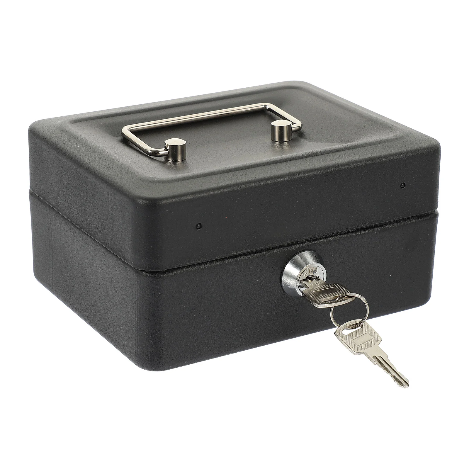 Cash Box with Lock Cash Holder Security Cabinet Iron Container Credential File Protection Case Coin Tray Key