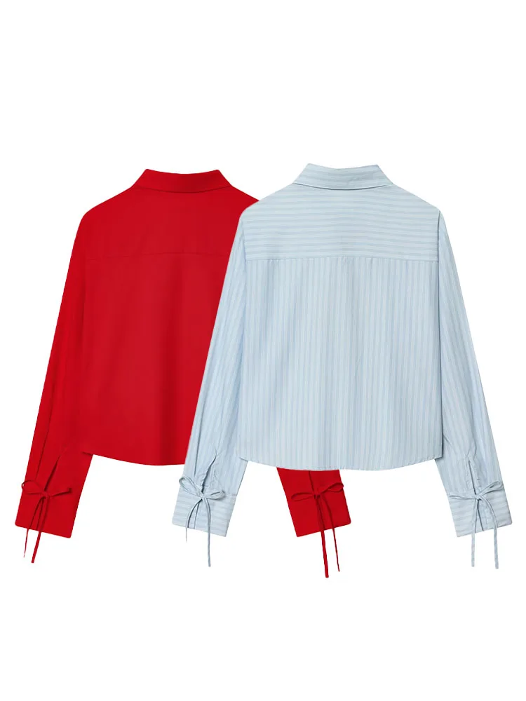 

Женская универсальная рубашка из поплина с бантом HH 2026: элегантная, модная, повседневная, с длинным рукавом, в стиле High Street