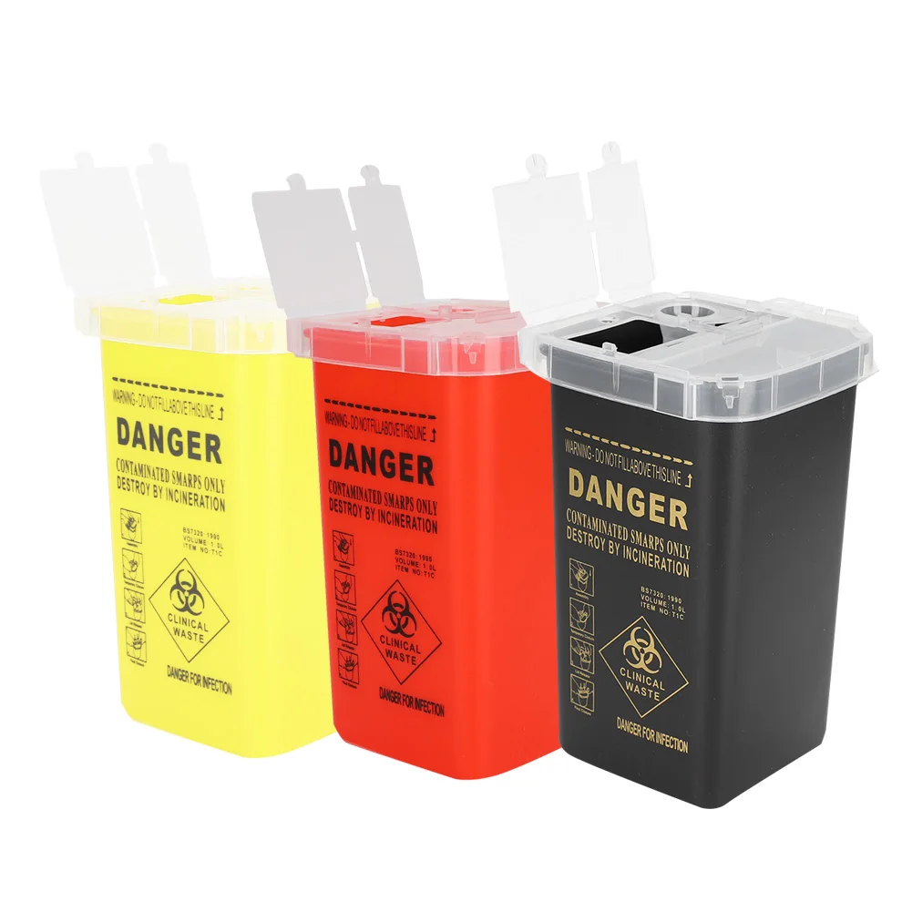 

1L Tattoos Hairdressing Accessories Disposal Container Box Blade Syringe Needle Waste Disposal Trash Can Waste Blade Storage Box