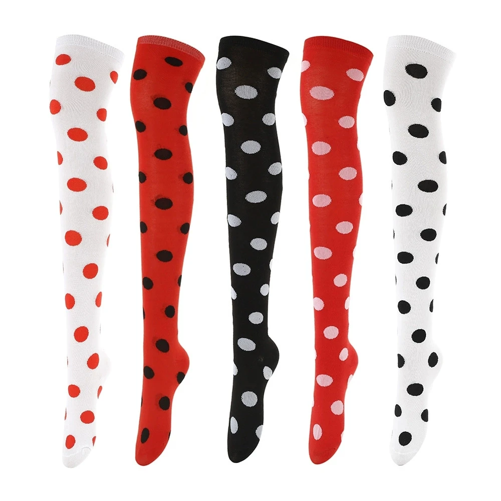 2026 New Long Socks Children's Knee Performance Party COS Seven Star Red and Black Dot Socks Wave Point Long Socks