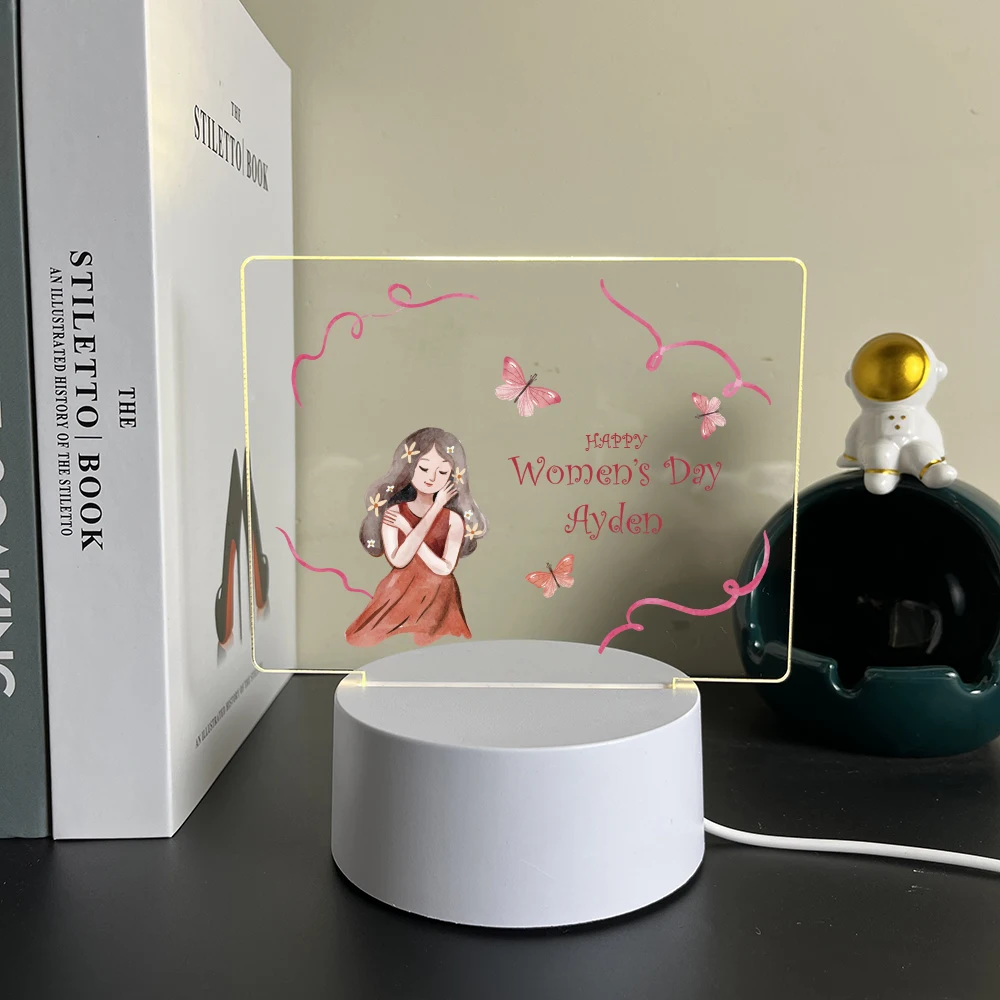 1 color changing LED night light Girl Anime Touch button USB ambient desk lamp 7-color light Bedroom Decoration Birthday Gift