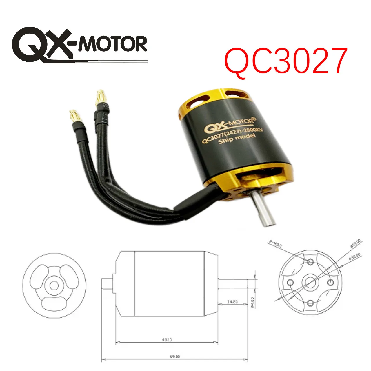 QX-Motor QC3027 -2800KV 3600KV 3800KV Brushless Motor For DIY RC Coreless Strong Torque Toy Car Ship Boat Plane Model Repair