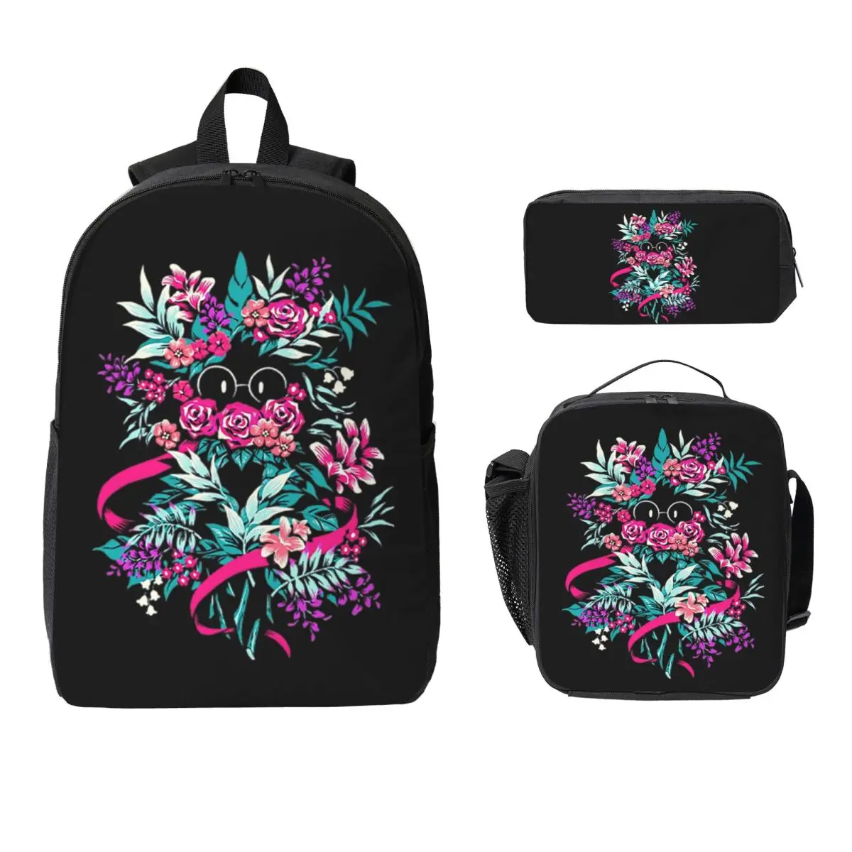 

Deltarune Spamton Merch Ralsei Floral Backpack BookBag School Bag Laptop Shoulder Bags 3ps Insulated Lunch Bag Pencil Case